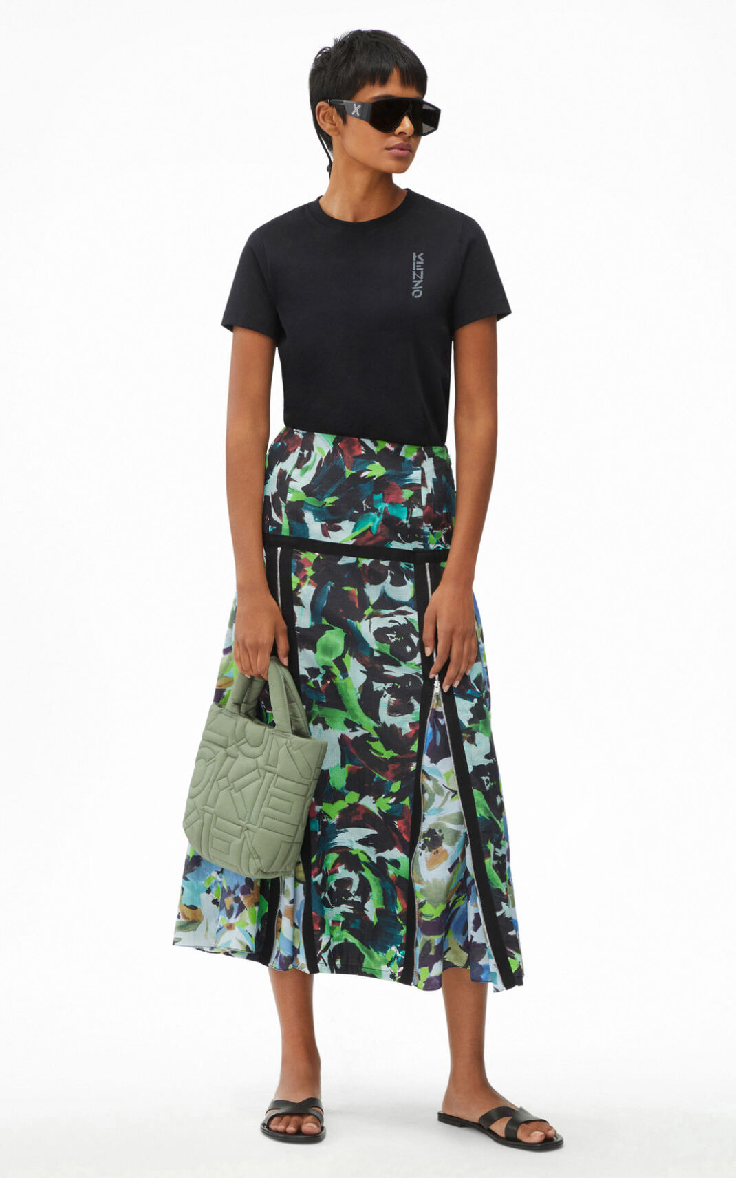 Jupe Kenzo Femme Archive Floral Midi Vert NDMUF-7130